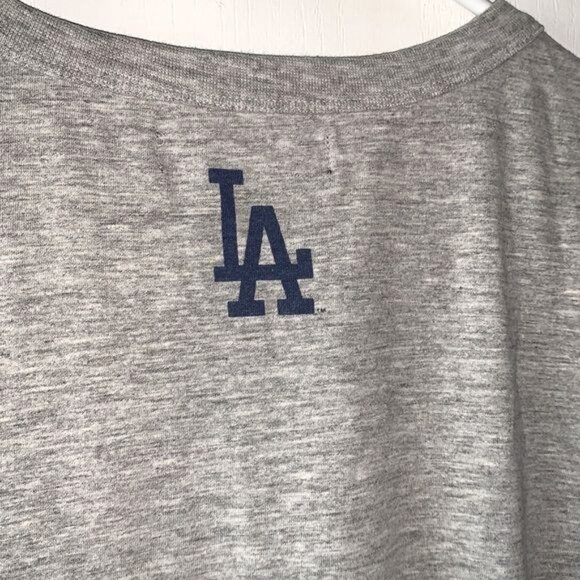 MLB Dodgers Gray T-Shirt LA Logo Established 1958 Mens G - Picture 7 of 10